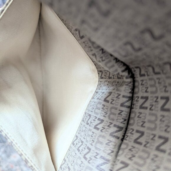 Nine West Shoulder Bag Monogram Gray Taupe Tan Purse Gold Tone Hardware Y2K - Picture 9 of 13